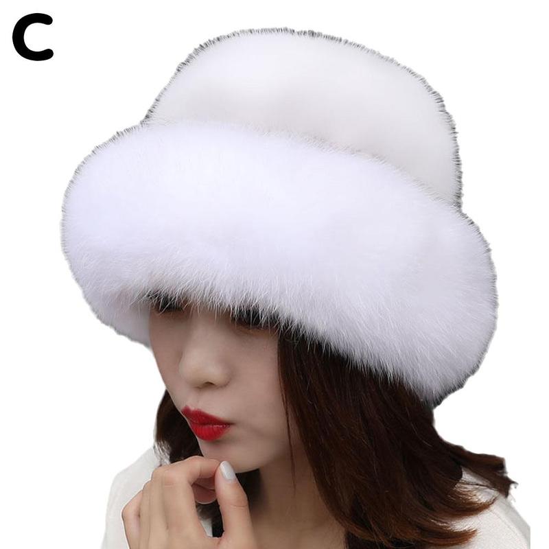 Winter Women Hat Soft Fluffy Faux Fur Hats Thicken Warm Hat Thick Beret Ladies Hat Winter Headgear: One-size white