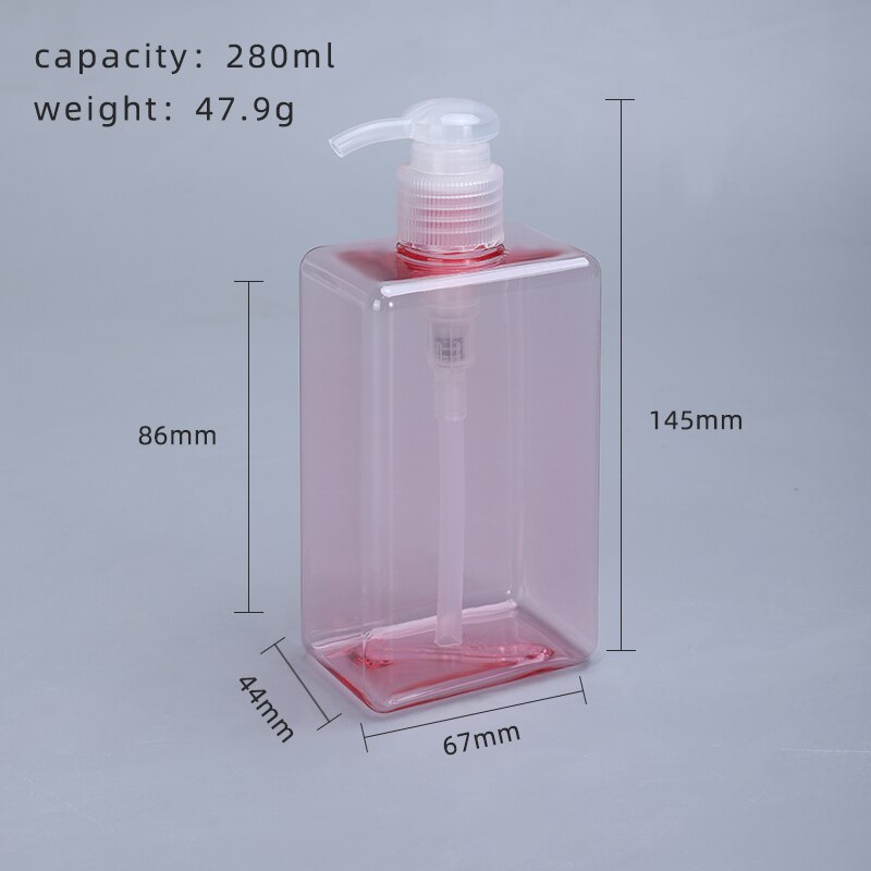 Dikker Lege Vierkante Hervulbare Fles Met Pomp Voor Badkamer Keuken Shampoo Lotion Zeep Petg Opslag Container 1Pcs: 280ml pink