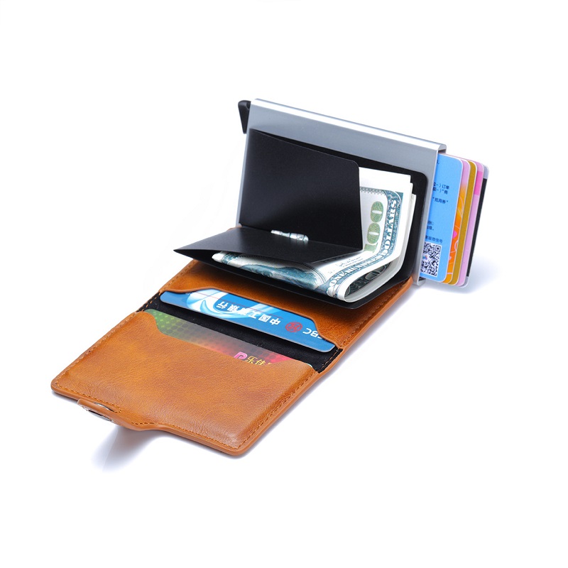 Automatic Wallet Aluminum Alloy Card Case Anti-Degaussing Anti-Theft RFID Aluminum Bank Credit Card