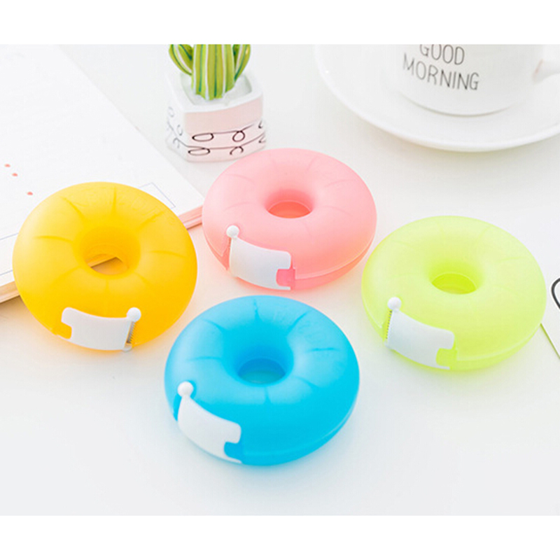 Korea Portable Donut Tape Holder Invisible Tape Cutter Cartoon Tape Dispenser Stationery With Small Tape Inside