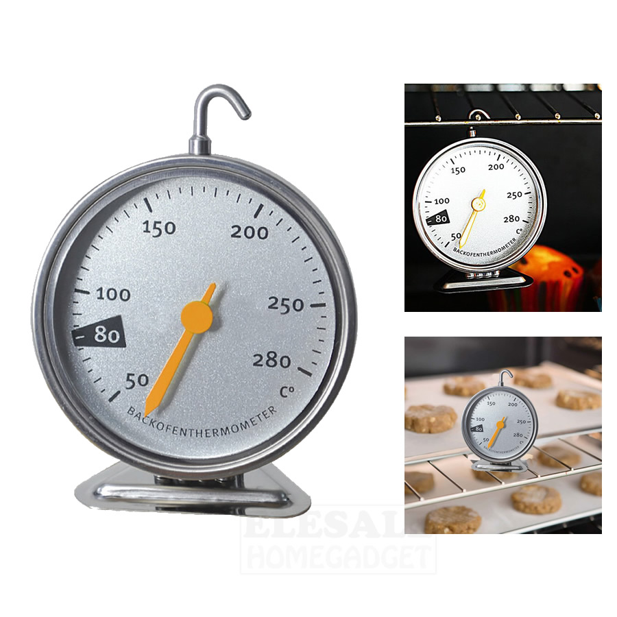 Stainless Steel Oven Thermometer Hang Or Stand Large Dial Baking BBQ Cooking Meat Food Temperature Measurement