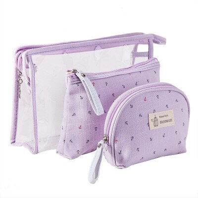 Hmunii dames s 3- delige make-up reistasset in verschillende maten, opbergtas, handvat, toilettas, multifunctionele reisaccessoires: Lichtpaars