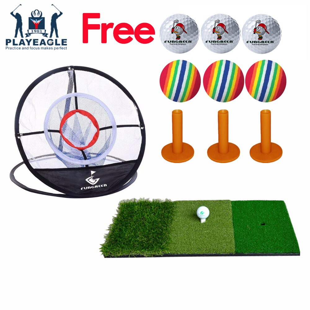 FUNGREEN 12''x24'' Golf Chipping Mat and Net Indoor Outdoor Backyard Practice Golf Mat With Golf Ball Protable Golf Training Aid: mat set