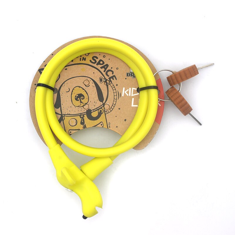 Dr Bike-candado para Cable de bicicleta para niños, con superficie de silicona, de acero, antirrobo, bonito, accesorios para bicicleta: 58cmYellow