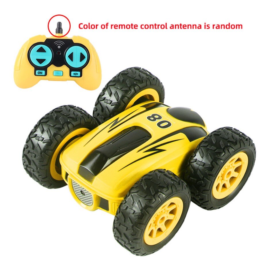 Remote control high-speed double-sided special effects rock crawler mini light bomb four-wheel stick jump: Yellow 08