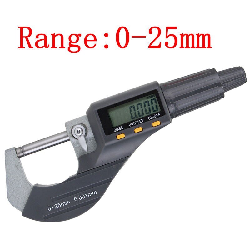 1Pcs Durable Electronic LCD Micrometer Digital 0-25mm 0.001mm/0.00005" Range Thickness Gauge Durable Measuring Tool Resolution