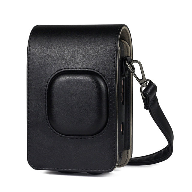 Für Fujifilm Instax Mini Liplay Hybird sofortig Film Kamera Tasche fallen PU Leder retro Schwarz Braun Weiß Tragen Abdeckung Schulter Taschen: Schwarz