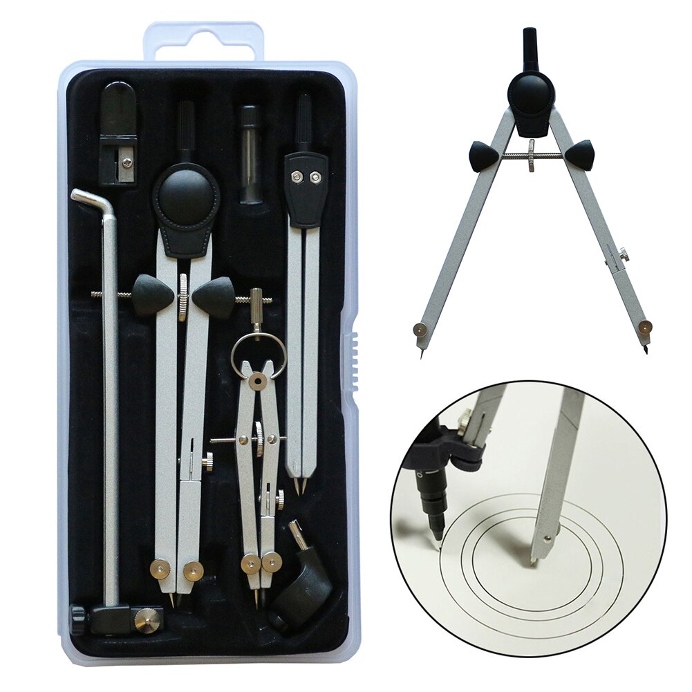 School Spring With Long Rod Trimmability Portable Technical Drafting Drawing Stationery Compass Set