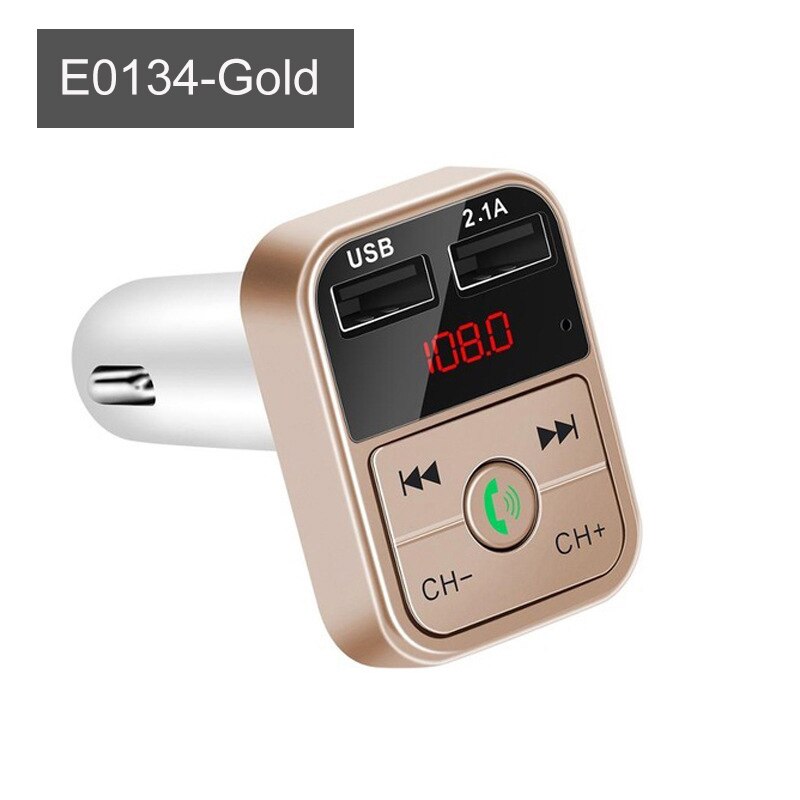 Neue Auto Bluetooth MP3 Hände-freies LED-bildschirm FM Sender 2,1/EINE Dual-Hafen Auto Schnell Ladegerät Auto Elektronische Zubehör: E0134-Gold