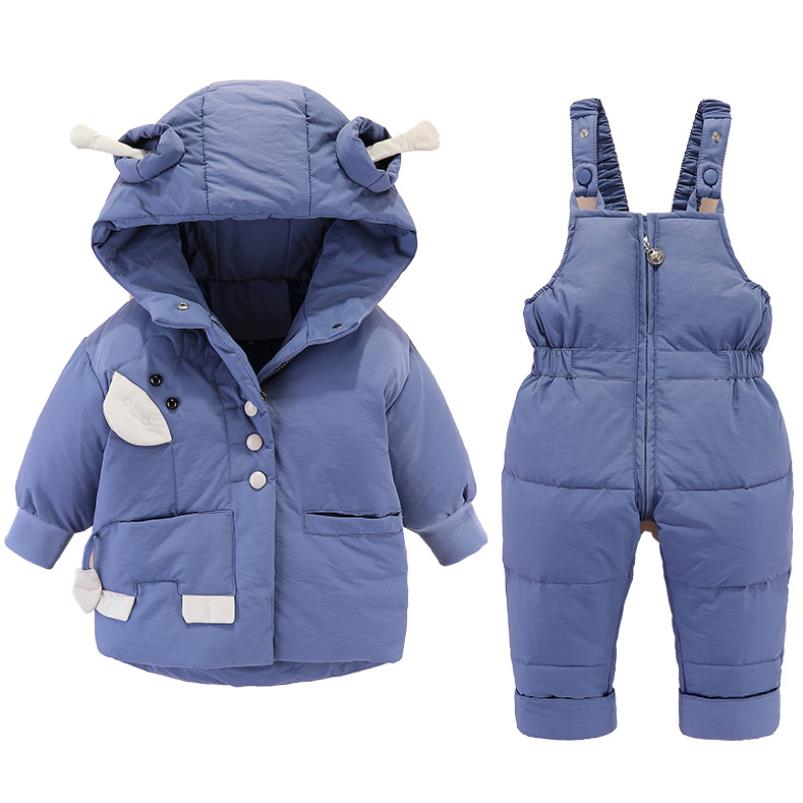 Rusland Winter Kinderen Snowsuit Baby Jongen Meisje Kleding Set Duck Down Jassen Bovenkleding Jas + Jumpsuit Peuter Parka y3345