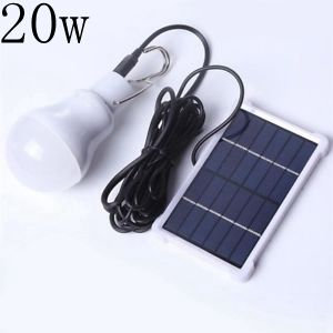 Portable LED Solar Lamp Charged Solar Energy Light Panel Powered Emergency Bulb For Outdoor Garden Camping Tent Fishing: 20w
