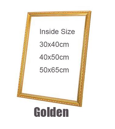 Out frame Diy Unfinished Wood stretcher diy oil painting diamond Mosaic Thick wood frame wall painting picture frame: golden / inner size 40x40cm
