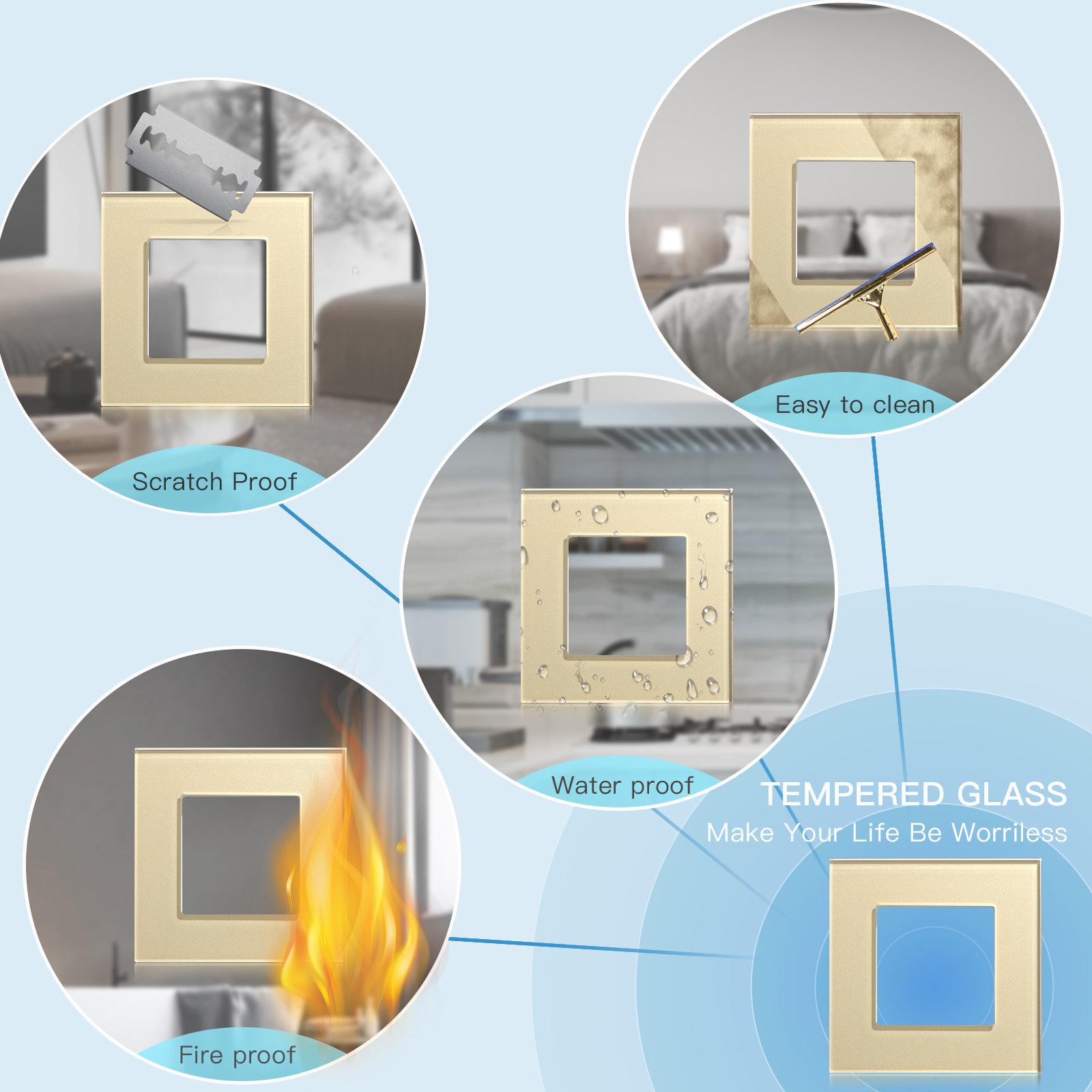 BSEED Goldene Zauberstab Licht Schalter Modul Teile Glas Rahmen USB Steckdosen Funktion DIY EU Katze5 TV Steckdosen ST TEL Steckdose Teile