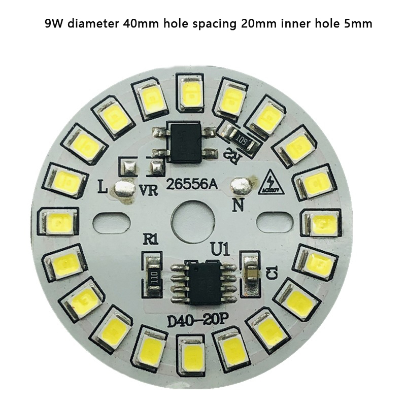 Pære lys  ac 220v downlight chip søkelyset ledet pære lapp lampe smd tallerken sirkulær modul lyskilde tallerken