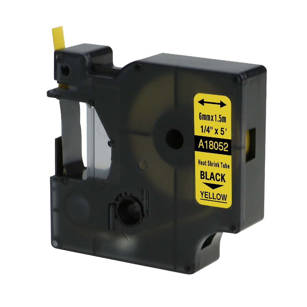 NEOUZA Cinta Termocontraíble Compatible DYMO Rhino | 6mm X 1,5m | Negro/Amarillo | 6 Unidades | Para Identificación De Cables Industrial