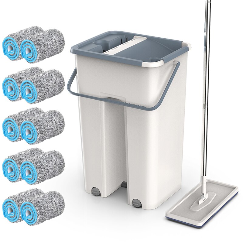 Magic Cleaning Mops,Flat Squeeze Mop Free Hand Spin Cleaning Microfiber cloth With Bucket,Home Kitchen Floor Clean Tool: 10pcs mop cloth