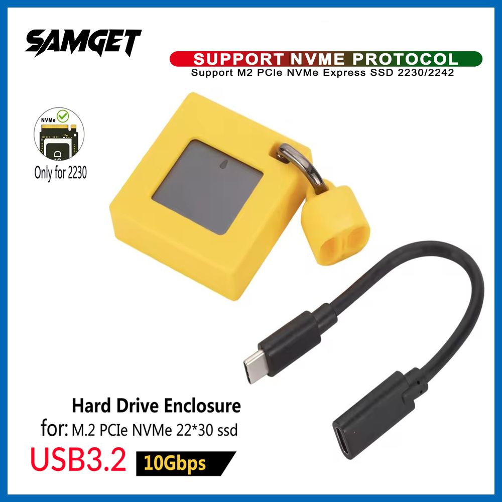Mini M2 SSD Enclosure NVMe 10Gbps 2TB PCIe Case USB 3.2 Gen2 Tool-Free External Adapter with Active Cooling for 2230 SSD