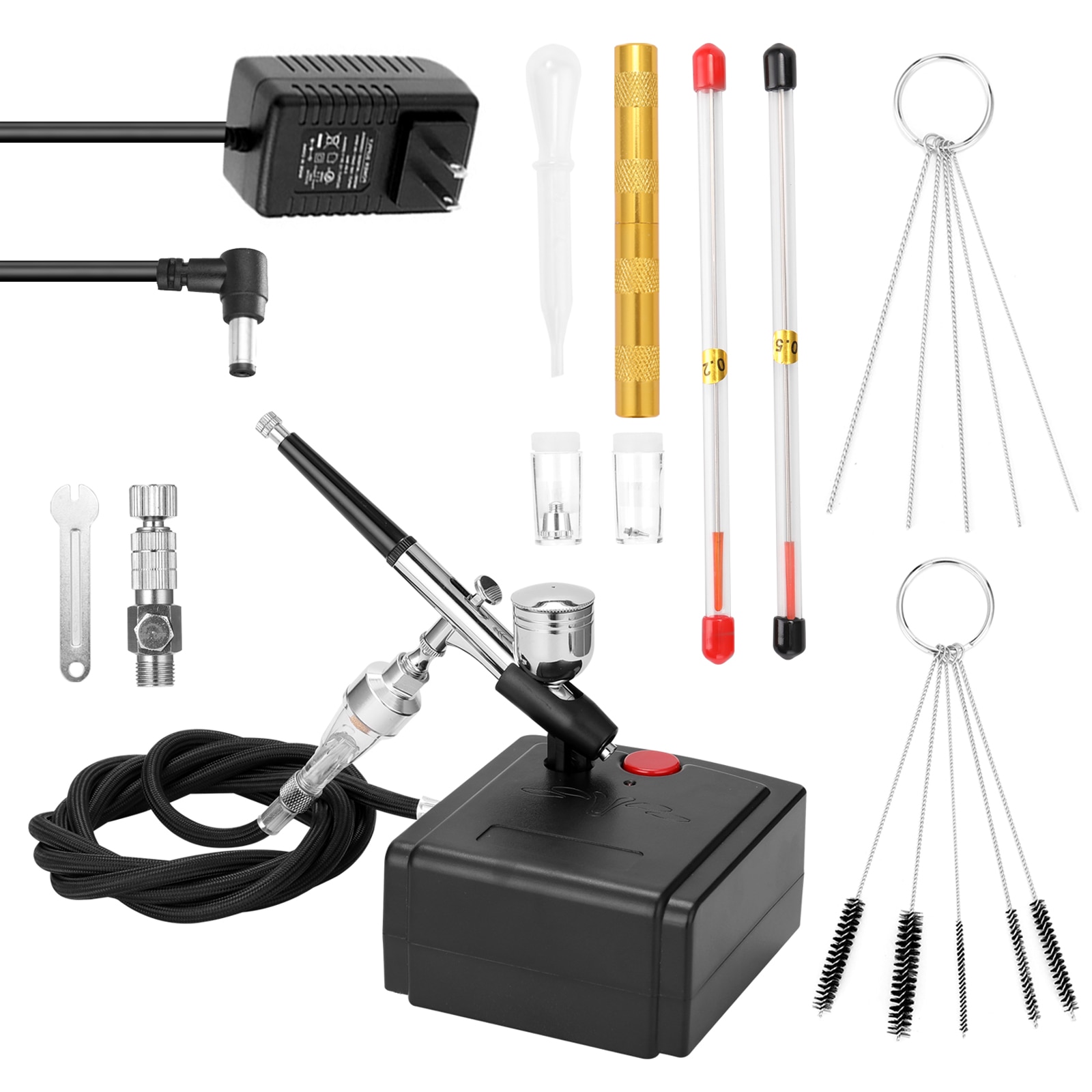 Professionele Airbrush Set Spuitpistool Kits Voor Modelbouw Art Schilderen Met Luchtcompressor & Power Adapter & Airbrush