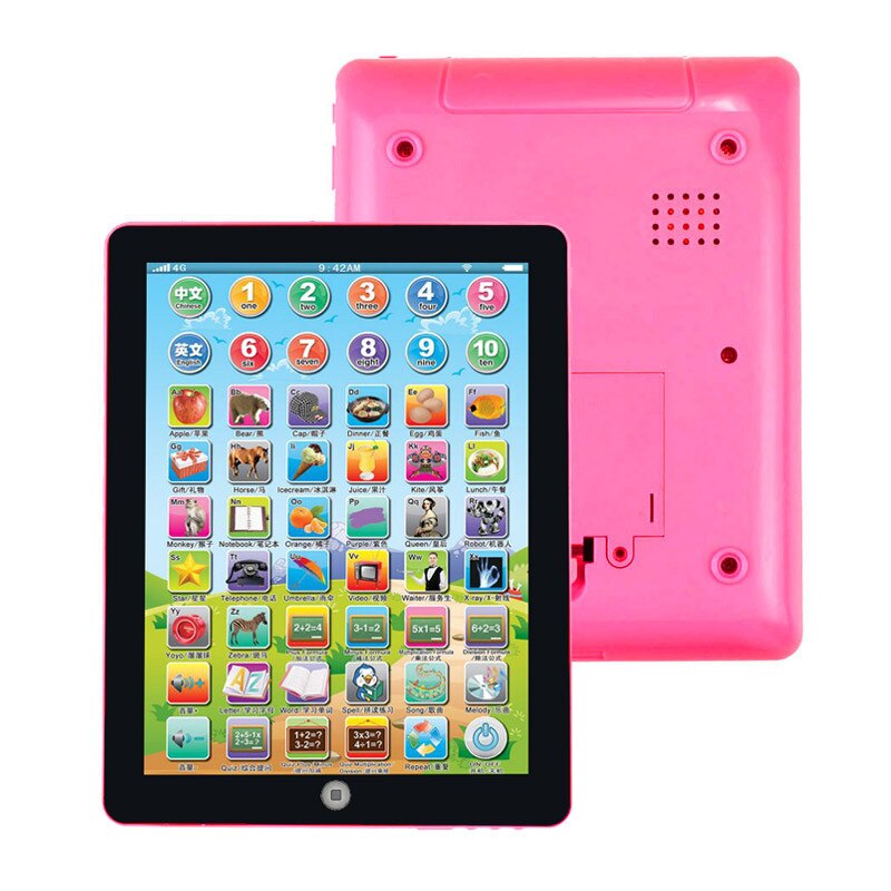 Child Kids Computer Tablet Chinese English Learning Study Machine Toy Children Education Learning Toys: Pink