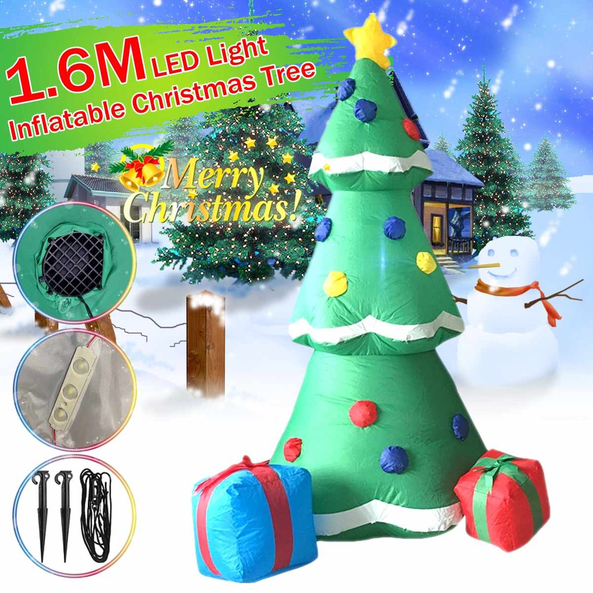 Sneeuwpop Opblaasbare Kerst Tuin Decoraties 8ft Gigantische Frosty Blow Up Sneeuwpop Opblaasbare Outdoor Hawaii Roterende Kleurrijke Led Licht Blowups Xmas Winter Decor voor Indoor Buiten Gazon
