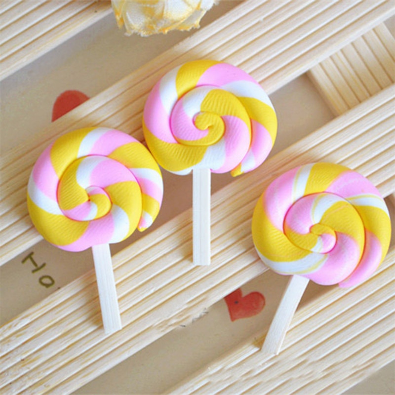 8PCS Slime Charms Colorful Lollipop Soft Clay Plasticine Slime Accessories Beads Making Supplies For DIY Scrapbooking Crafts