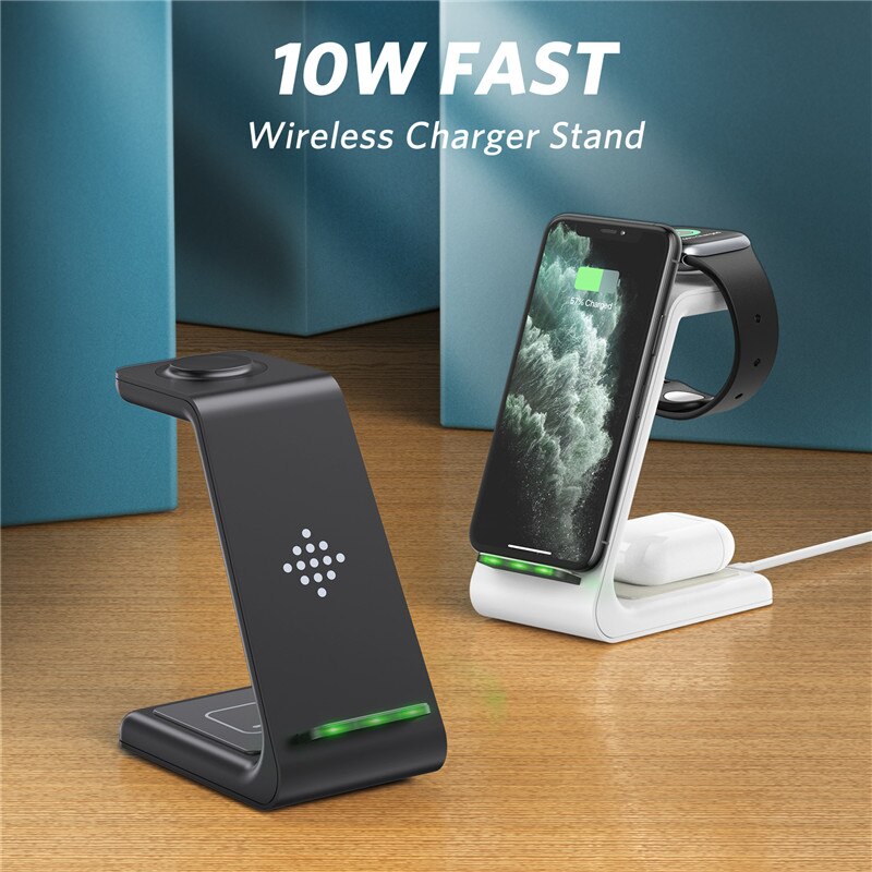 USLION 3 in1 qi Wireless Charger For iPhone 8 plus X 11 Xs AirPods For Apple Watch Wireless Charging Stand for iWatch smartwatch