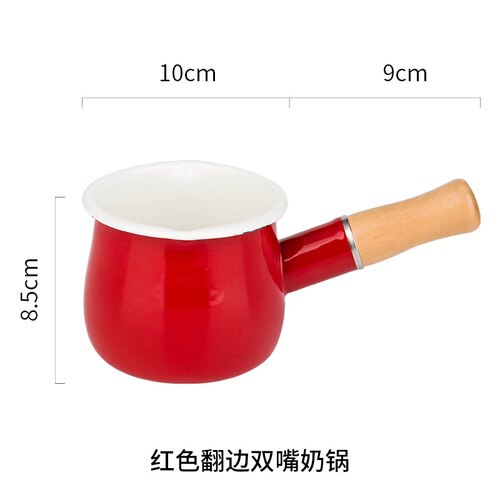 Mdzf Sweethome Emaille Melk Pot Boter Koffie Pot Mini Steelpan Kookgerei Met Houten Handvat Melk Koffie Steelpan: red