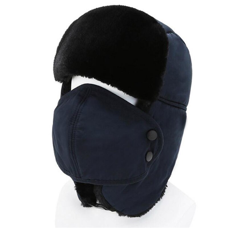 Vinter mand fortykning hat ørebeskyttere plus fløjl udendørs ørebeskyttelse varm leifeng hat kvinder maske næse beskyttelse cap