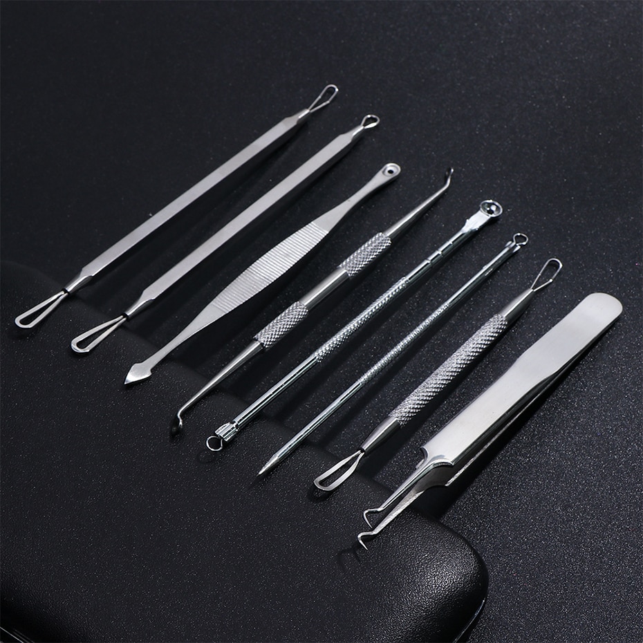 1 Set Stainless Steel Extractor Blackhead Comedone Acne Remover Needles Blemish Treatments Cleaner Face Skin Care Tool JIMP01-02