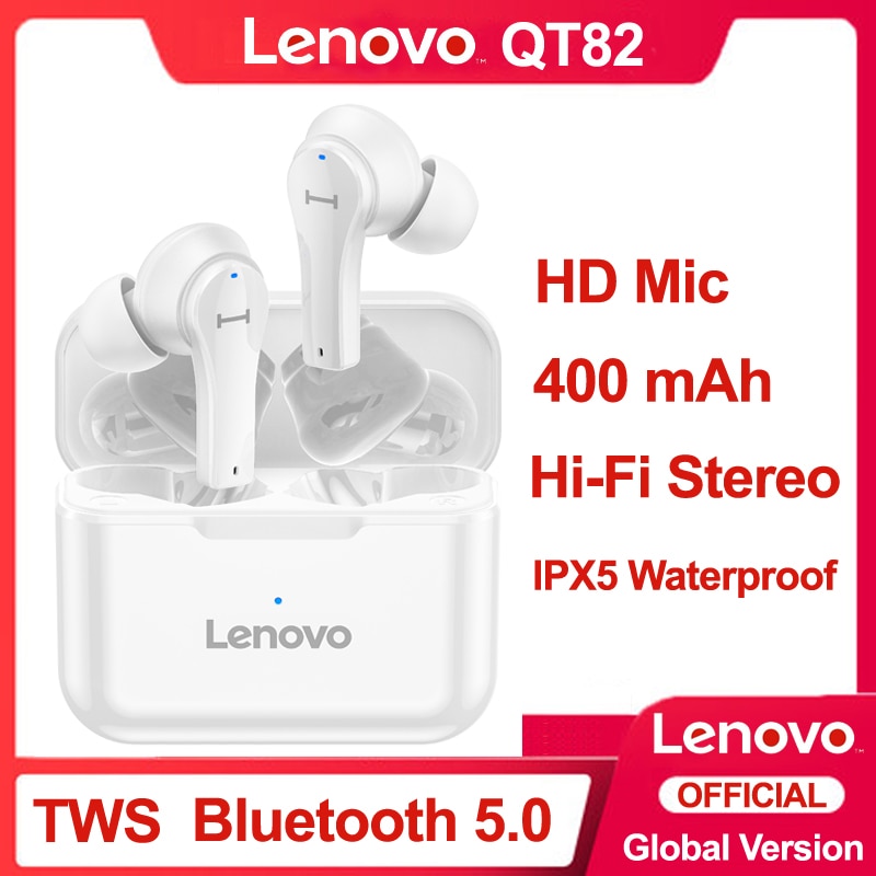 Globalny Lenovo QT82 bezprzewodowy zestaw słuchawkowy Bluetooth dotykowy zestaw słuchawkowy Stereo HD MIC rozmowa 400mAh duża bateria IPX5 wodoodporna
