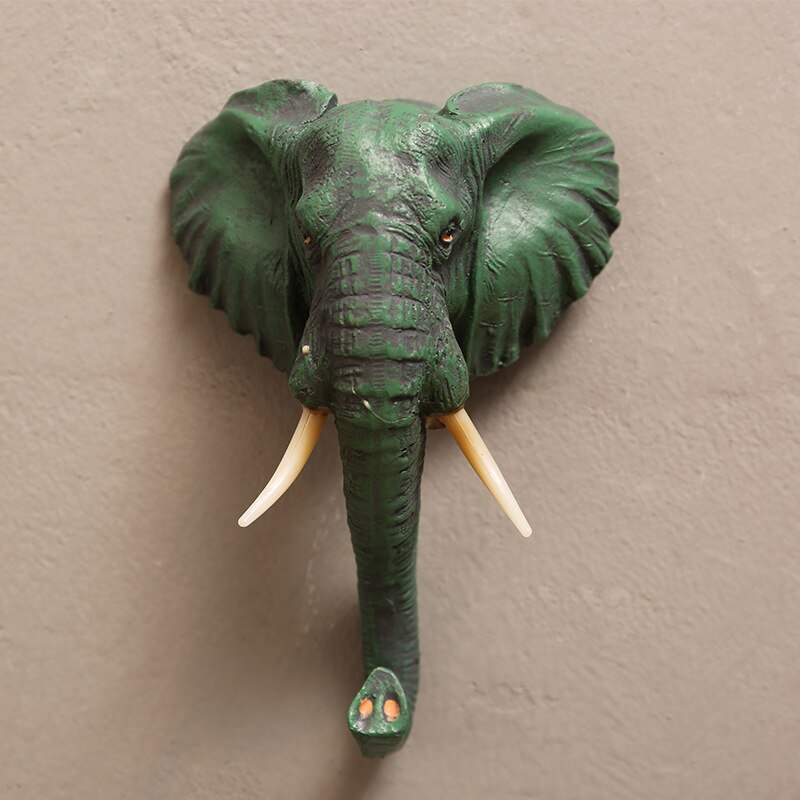 Crochet mural d&#39;éléphant Vintage, tête de cerf, Animal pour suspendre des vêtements, chapeau, écharpe, clés, cornes de cerf, support de suspension, décoration murale: elephant