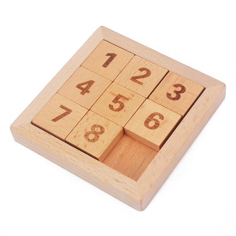 Otte glidende fliser iq spillegetøj 8 puslespil matematik træ hjerne teaser puslespil numre 1-8 nummer forvirrende spil til voksne og børn