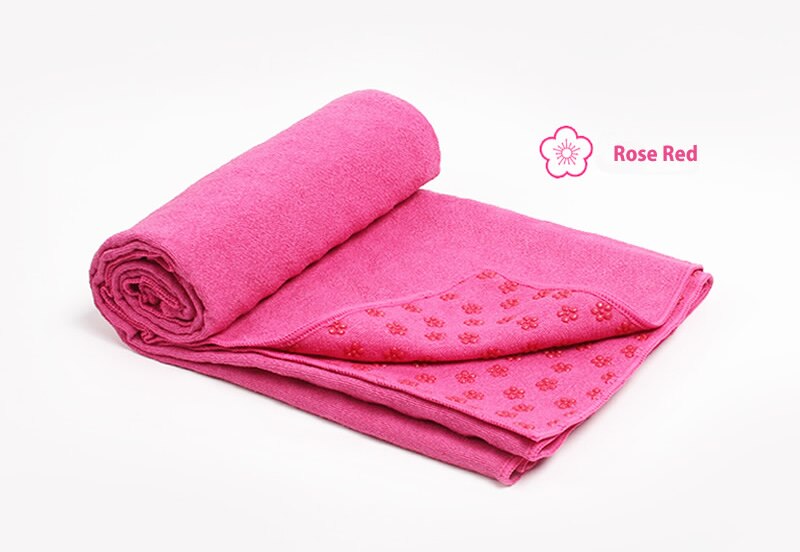 Skridsikker yoga tæpper håndklæde behagelig sport fitness træning gym yoga pilates måttetæppe absorbere svedhåndklæde 183 x 61cm: Rød