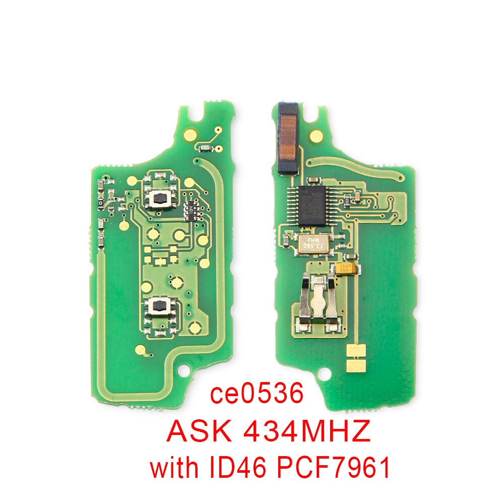 Keyyou VA2 Blade 433Mhz ID46 Vragen/Fsk 2 Knoppen CE0536 Autosleutel Voor Peugeot 207 307 407 208 308 408 607 Partner Afstandsbediening Sleutel: Circuit Board