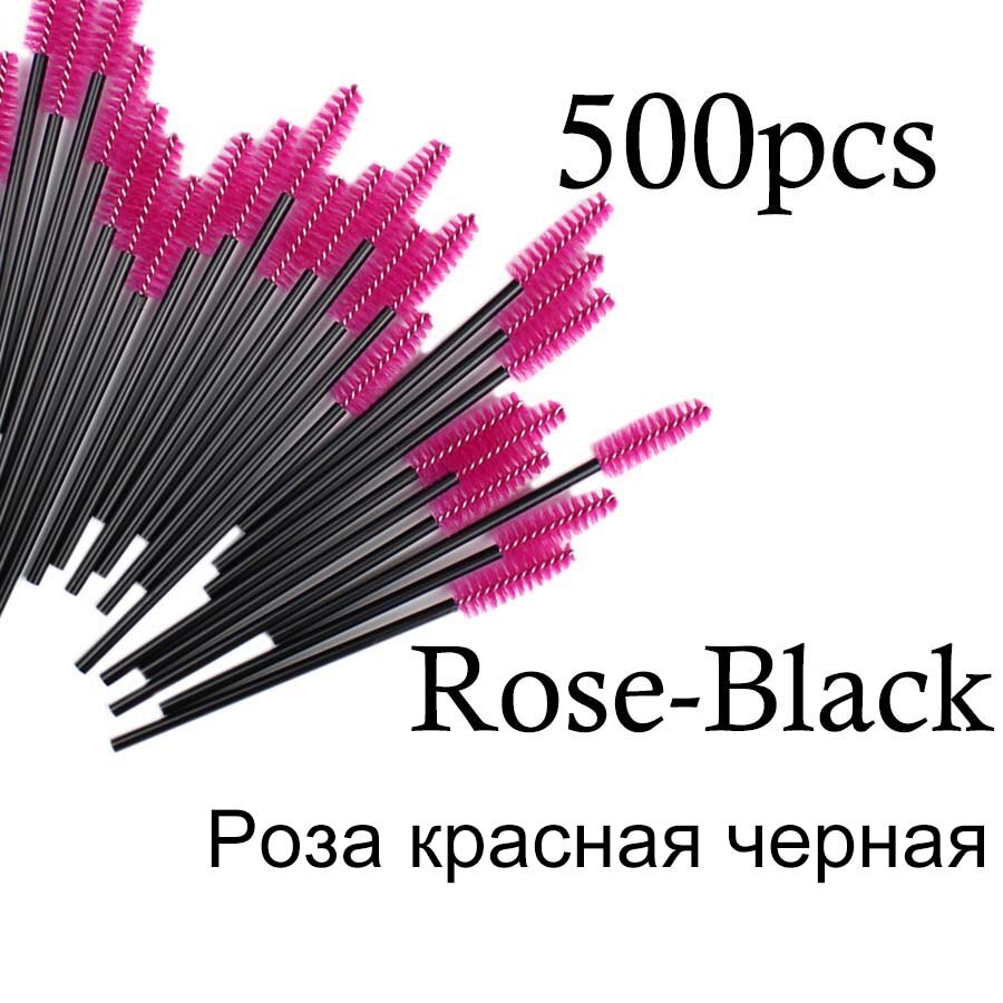 500 Stks/pak Wegwerp Kristal Wimper Borstel Kam Wimpers Extension Mascara Wands Make-Up Professionele Beauty Tool: 500pcs Roseblack