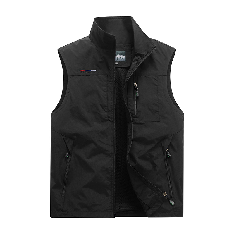 Gilet da uomo giacche gilet da pesca all'aperto 2024 estate tinta unita colletto alla coreana arrampicata escursionismo lavoro senza maniche con tasca