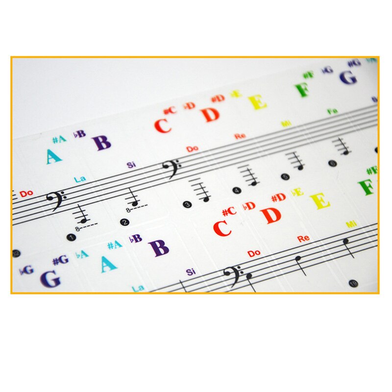 Piano Stickers for Keys Colorful Transparent Piano Keyboard Stickers Full Set Sticker Reusable