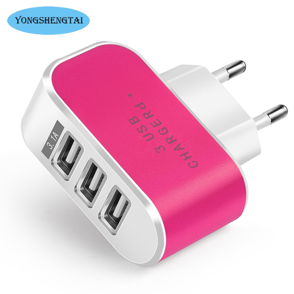 3 anschlüsse, 3.1a dreifach-usb-anschlüsse, netzteil für zuhause und reisen, us-/eu-stecker, handy-ladegerät