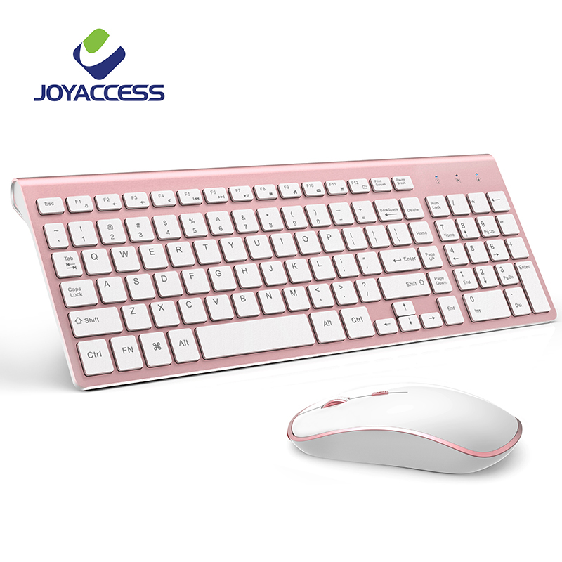 Joyaccess dunne computer toetsenbord muis set stille knoppen draadloze toetsenbord muis combo draadloze muis ergonomische muizen voor kantoor
