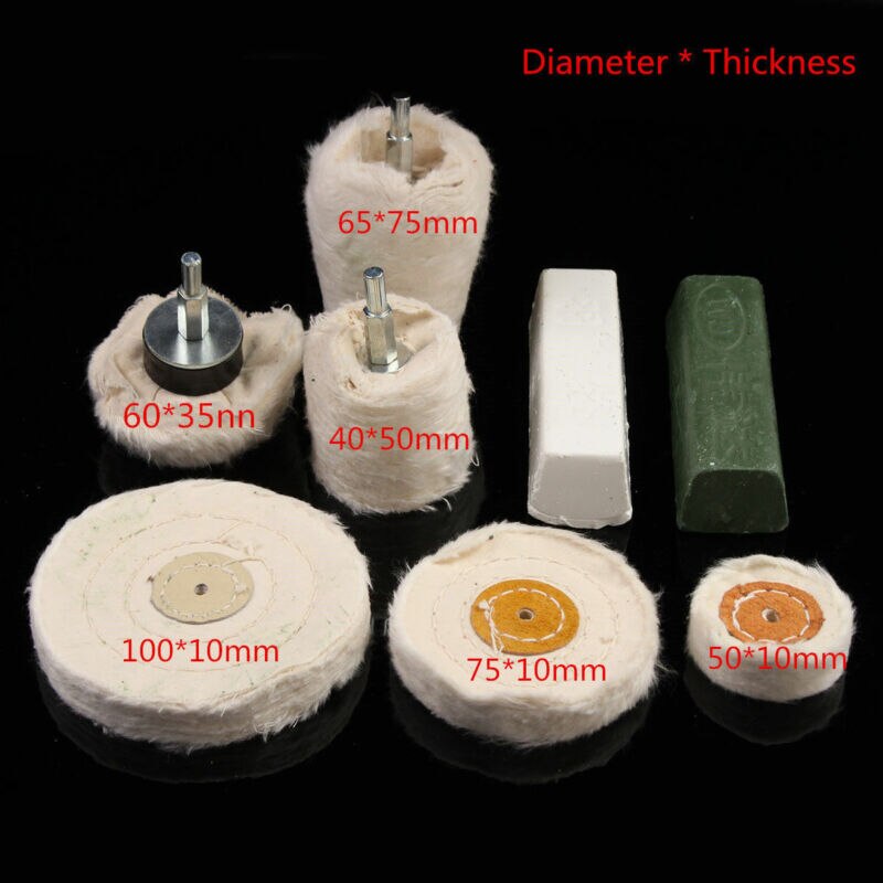 8 Pcs/set Buffing Pad Polishing Wheel with 2pcs Rouge Compound Polishing Buffing Pad for Car Aluminum Stainless Steel Polishing