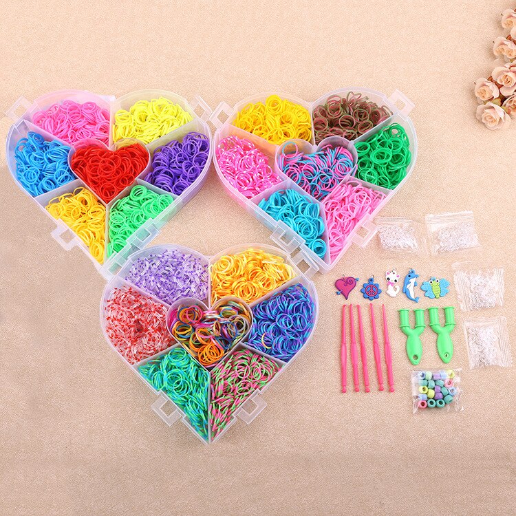 Bandas de telar de 21 colores para niños y niñas, DIY, banda de goma elástica para tejer pulseras de cordones, juego de juguetes para niños, 4200 Uds., de: Default Title