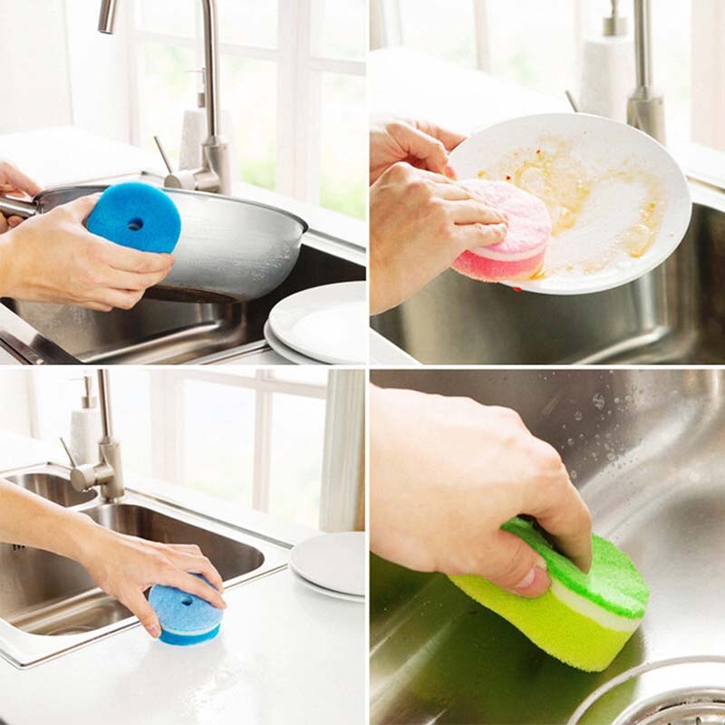 1Pcs Sponzen Schuursponsjes Ronde Zonnebloem Vormige Keuken Spons Borstel Servies Glas Wassen Gerechten Thuis Schoonmaken Tool