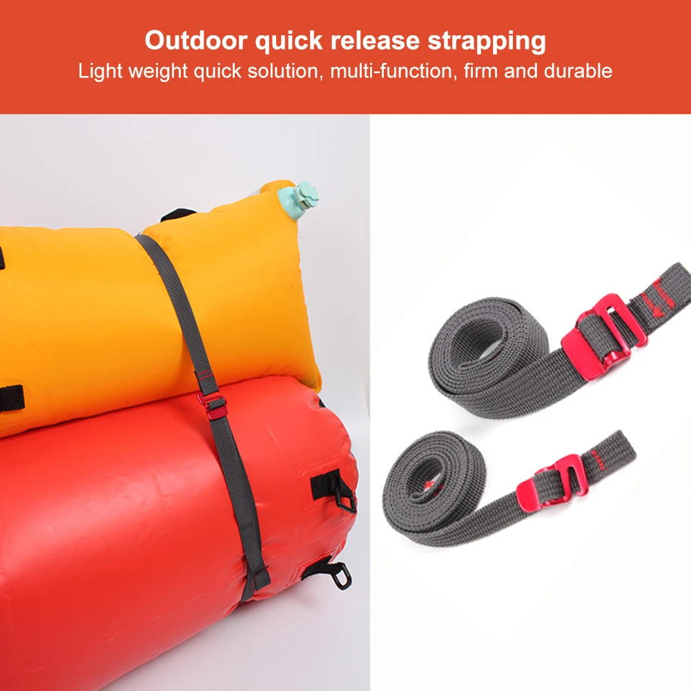 1.5m Outdoor Travel Backpack Nylon Tape Rope with Quick Release Hook Hiking Climbing Tension Belts Buckle Tie-Down Belt Straps