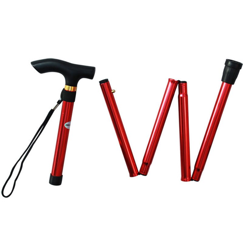 Telescopic Walking Stick for the Elderly Collapsible Old Men Women Walking Cane Folding Crutches for Mothers Fathers: Red