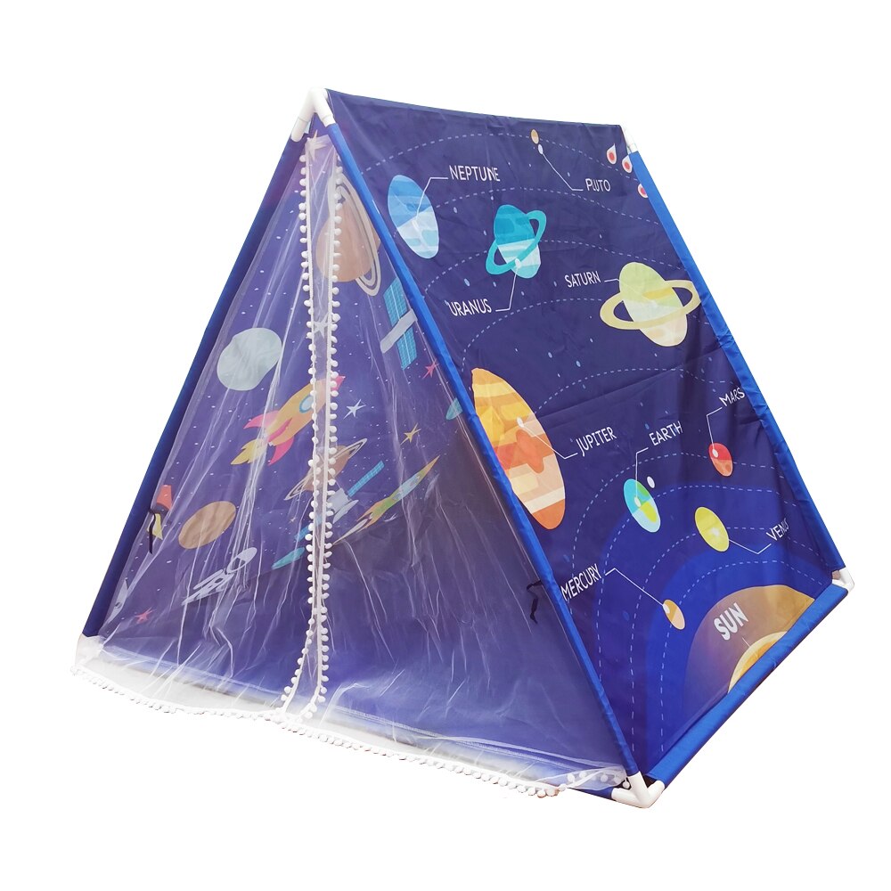 Draagbare Kinderen Space Universe Teepee Tenten Kids Speelhuis Wigwam Netto Garen Kwastje Gordijn Anti-Muggen Huis Spel tent: Default Title