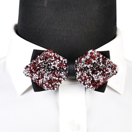 PYJTRL Luxury Diamond Bow Tie Glitter Crystal Rhinestone Men Tuxedo Bow Tie Triangle Adjustable for Wedding Party: Type 54267