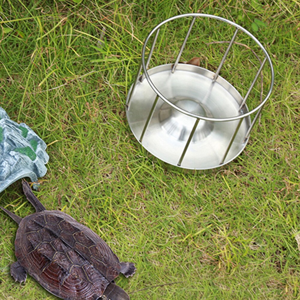 Outdoor Tortoise Feeding Bowl Tray Food Dish Easy Clean Pet Supplies Basin Home Turtle Stainless Steel Round Dispenser Water