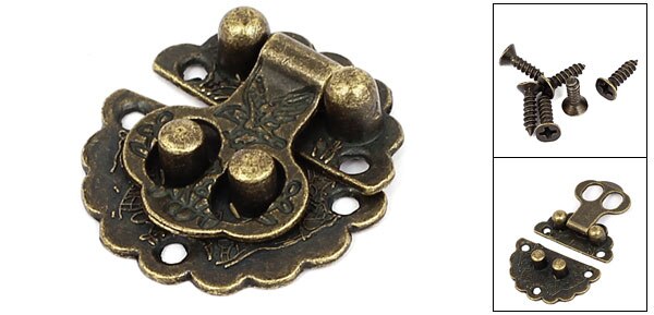 UXCELL Antique Style Wooden Case Chest Box 30Mm Round Clasp Hasp Latches Bronze Tone