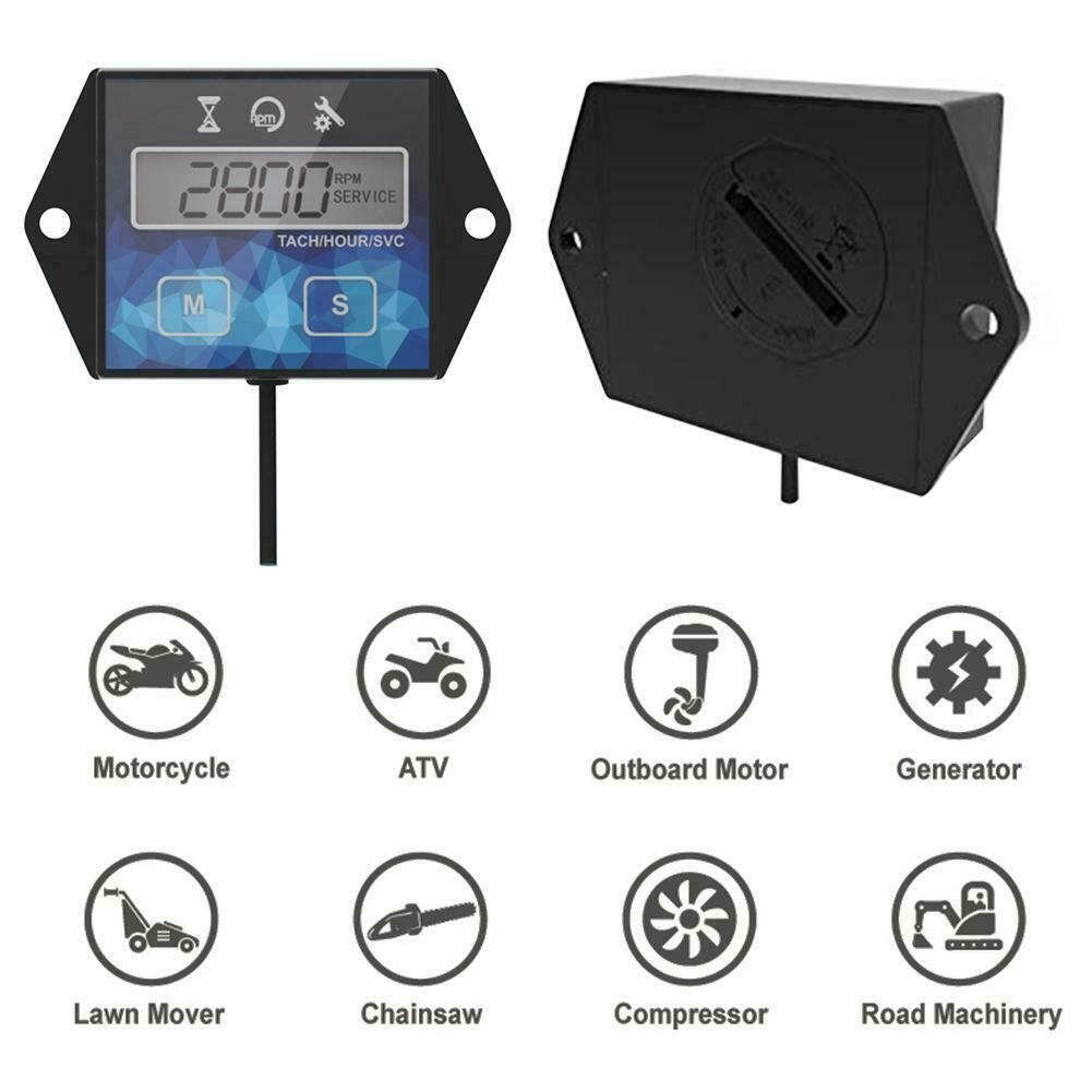 Motorcycle ATV Small Gasoline Engine Tachometer Hour Meter Speed ​​Timer ​​Reset Timers Maintenance Reminder Meter
