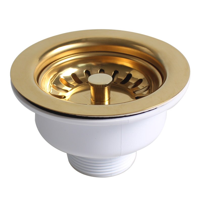 Gold Küche Waschbecken Abtropffläche Perle Schüssel Körper Kanalisation Gold-überzogene Feste Pvd-beenden Badezimmer Zubehör einstellen 114mm Edelstahl stahl: Ursprünglich Titel